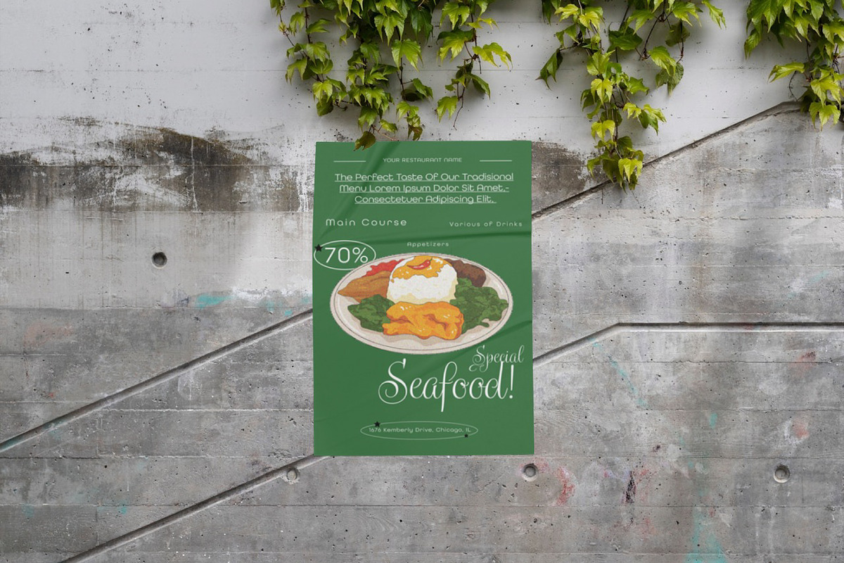 Green And White Restaurant Promotion, a Poster Template by Bizz_District_Studio (Photo 2 of 2)