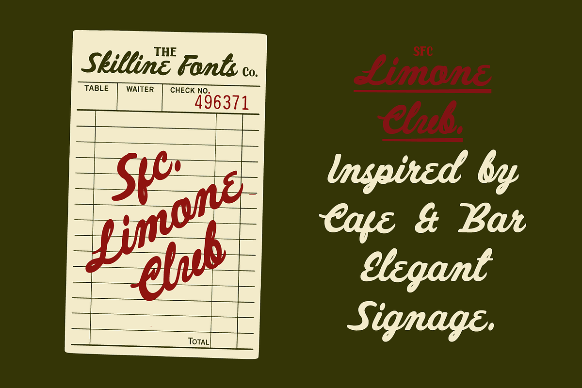 SFC Limone Club Script, a Script Font by Skilline Supply Co. (Photo 9 of 10)