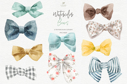 Watercolor Bows Tied Clip Art