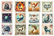 Zodiac Postage Stamp Clipart, an Illustration by Dream Creation (Thumbnail 4 of 5)