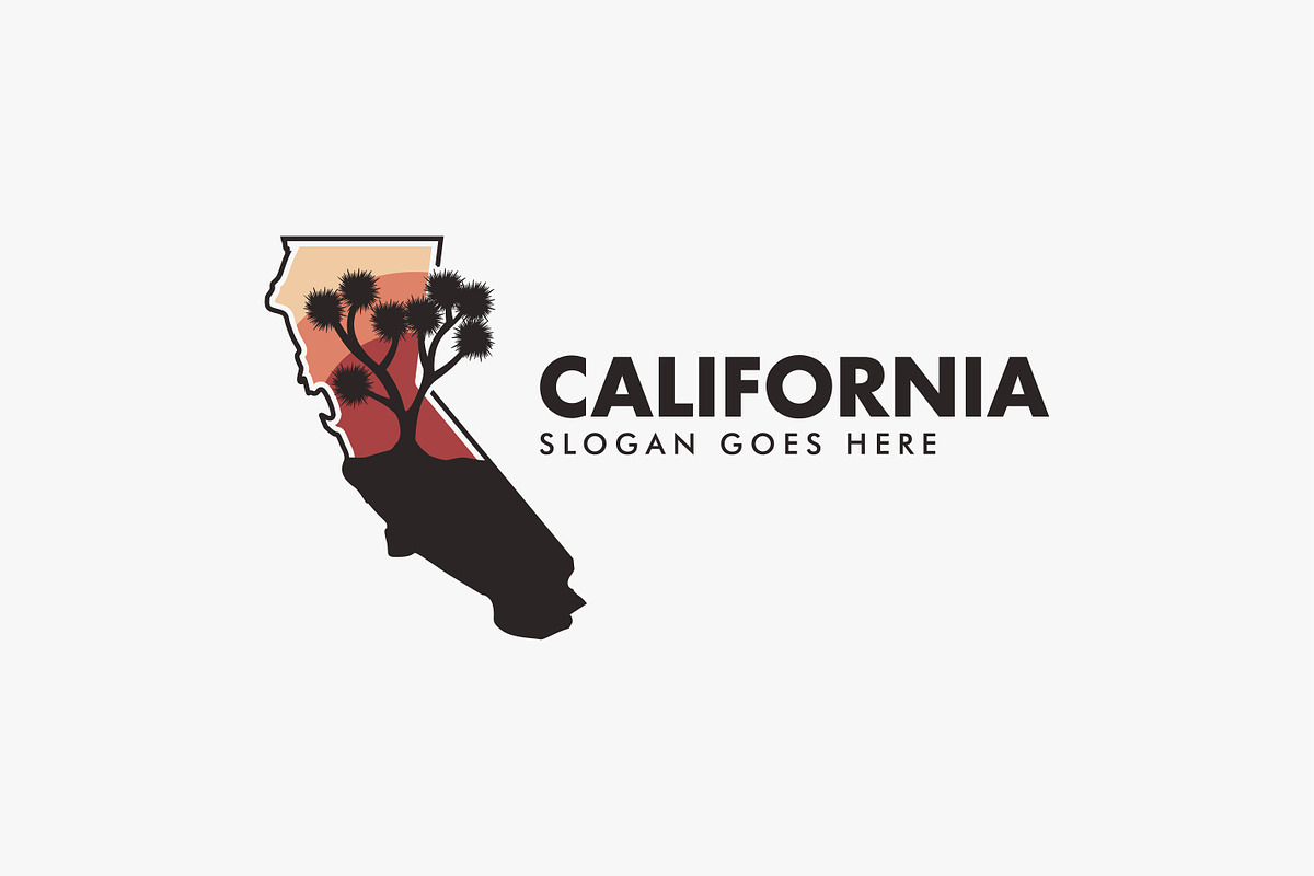 California map and Joshua tree logo, a Branding & Logo Template by DOMHOUZE