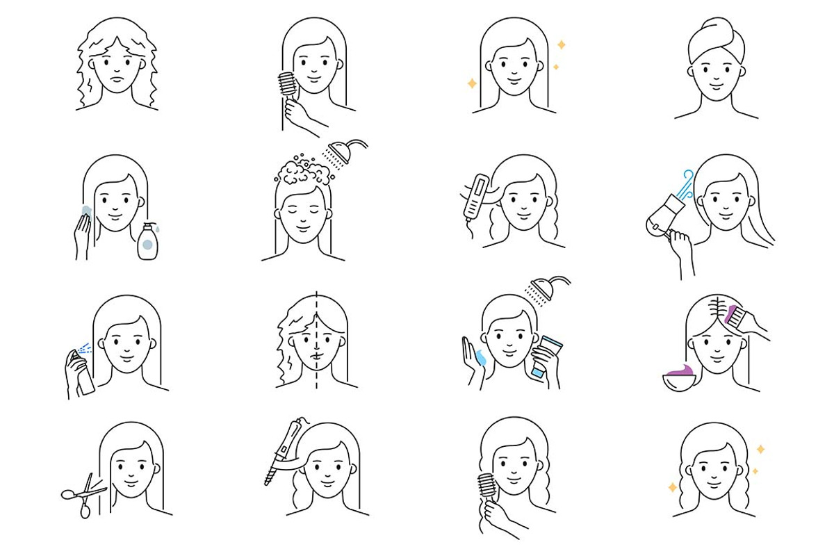 Haircare and treatment icons, an Outline Icon by mayrum (Photo 2 of 2)
