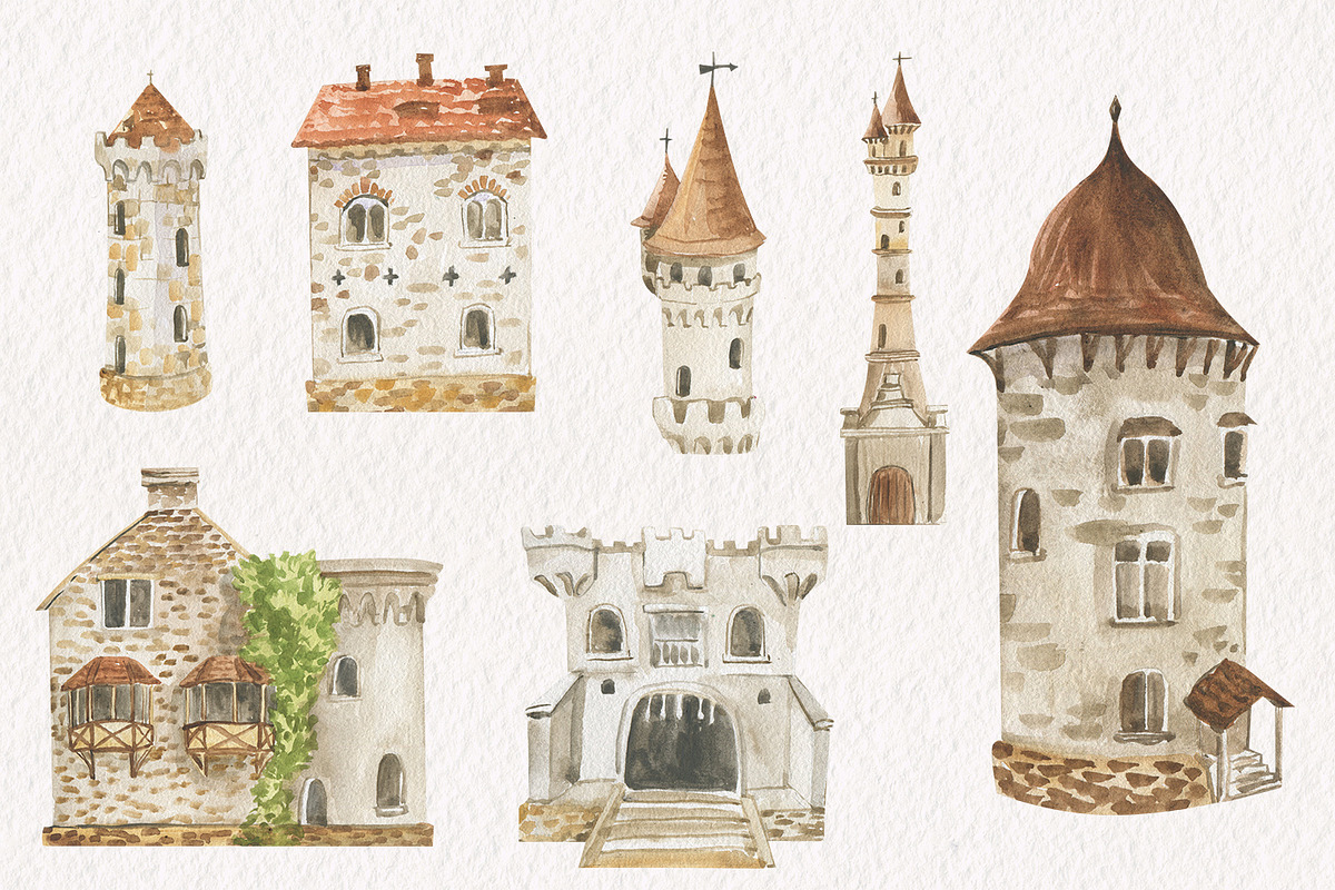 Fairy tale watercolor set, an Illustration by Love Watercolor Store (Photo 5 of 9)