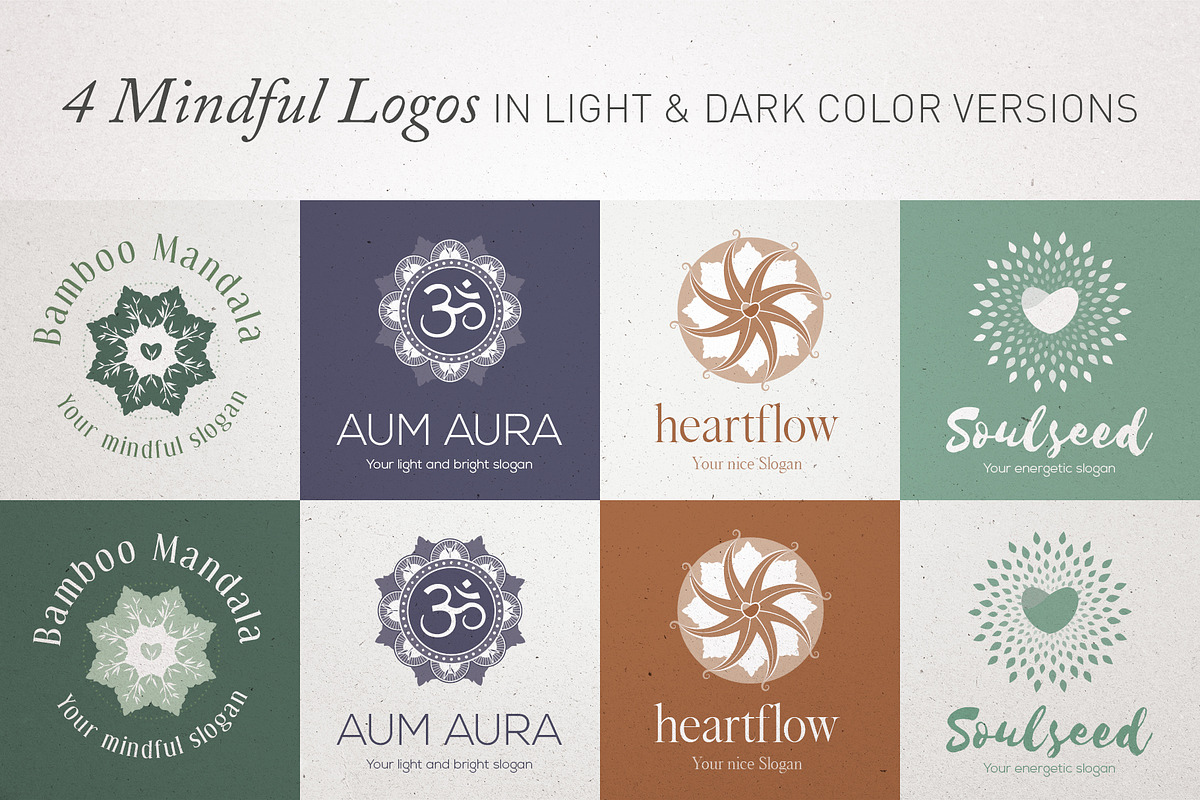 Mindful Mandala Logo Pack Canva & AI preview 2
