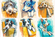 Watercolor Dogs on the Couch, an Animal Illustration by PrintHaven Designs (Thumbnail 3 of 10)