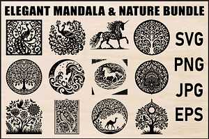 Mandala & Nature SVG Bundle, an Object Graphic by jahid234