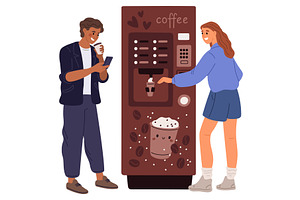 Young man and woman drink cappuccino, a Person Illustration by Vectorbuum