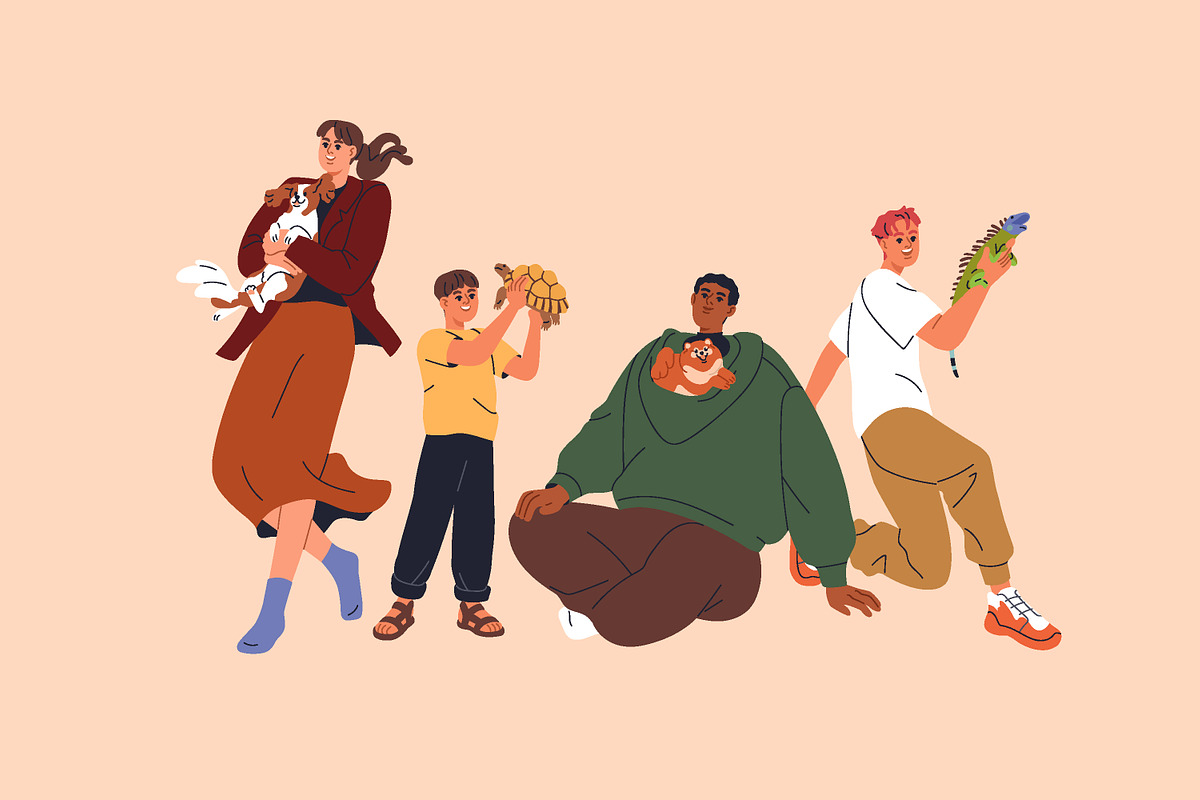 Happy people with cute pets, animals, an Animal Illustration by Good Studio (Photo 6 of 10)