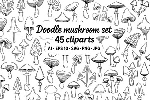 Doodle mushroom set