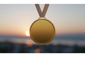 Gold winner medal with white ribbon, a Sports & Recreation Photo by Igor Tichonow