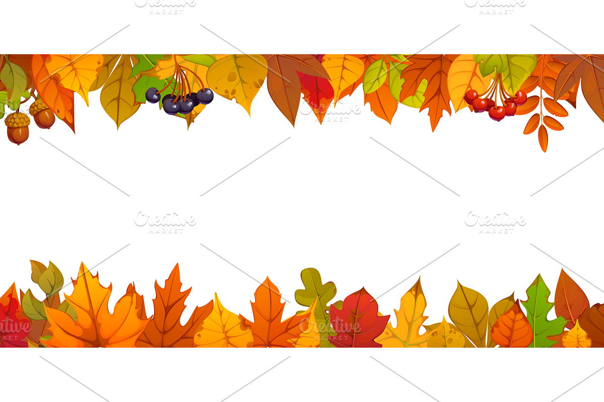 Autumn fall season leaves border, an Object Illustration by Vector Tradition