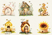 Watercolor Bee Home Clipart, an Illustration by OK Design (Thumbnail 4 of 5)