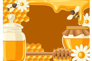 Background with honey items. Image, a Food Illustration by incomible