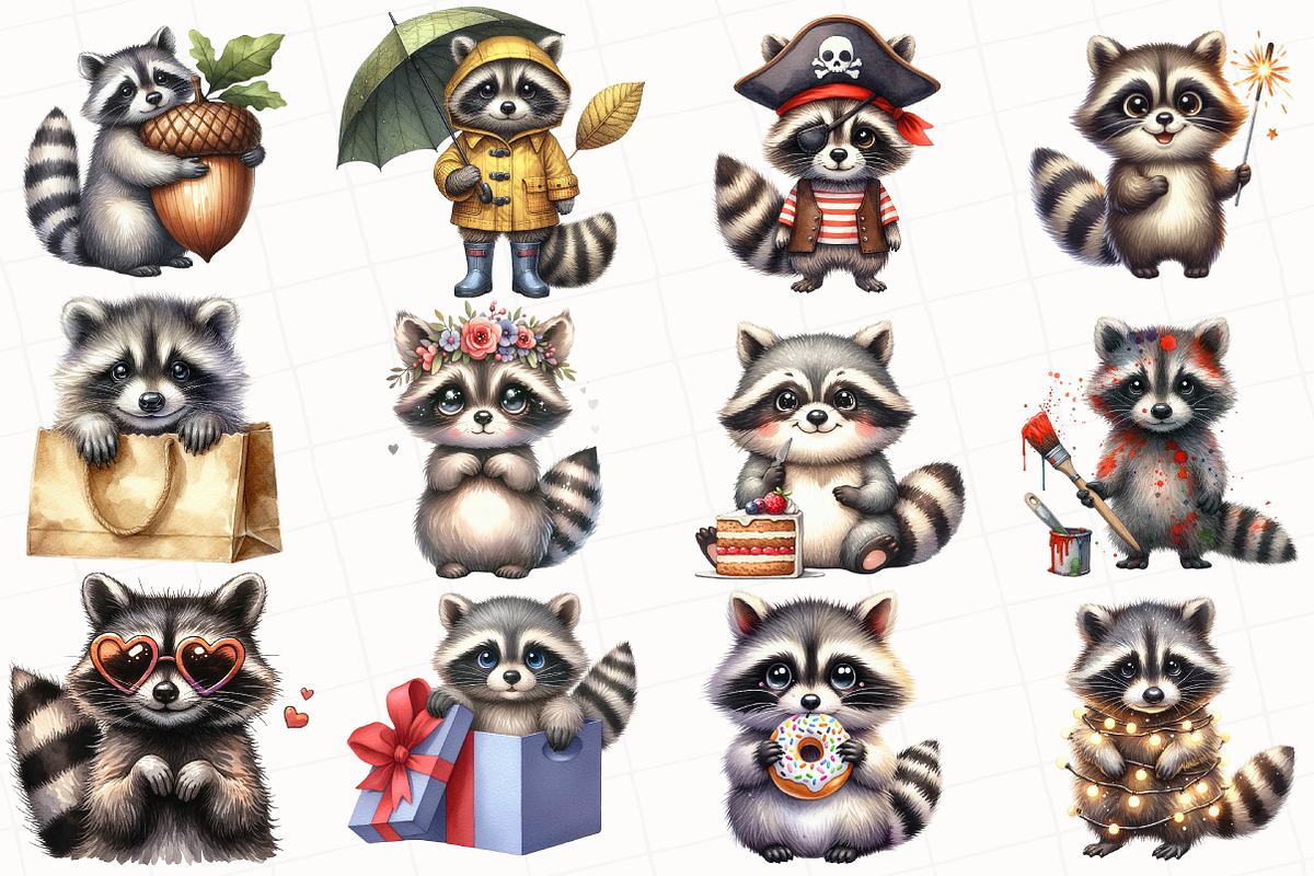 Cute Raccoon Sublimation Clipart, an Illustration by OK Design (Photo 4 of 5)