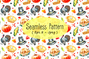 Watercolor Happy Thanksgiving set., a Food Illustration by Vikeriya (Thumbnail 3 of 3)
