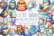 Watercolor Cute Bird Sublimation PNG, an Illustration by SinaCreation (Thumbnail 1 of 7)