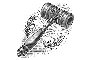 Ornate Wooden Gavel with Decorative, an Object Illustration by AlexArt