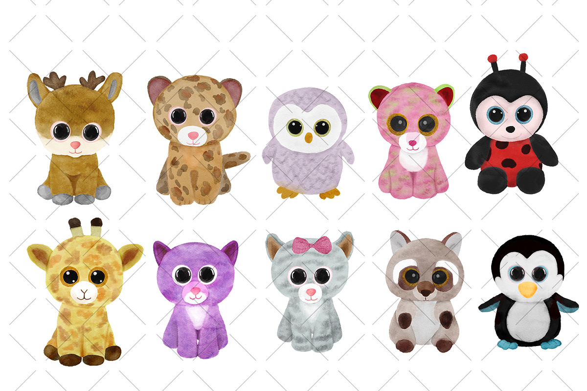 Beanie Boo Watercolor Clipart, an Animal Illustration by NancyDzines (Photo 3 of 3)
