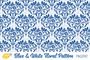 Blue & White Floral Pattern Bundle, a Pattern Graphic by LemonDesign (Thumbnail 3 of 13)