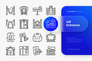 VIP Entrance Outline Icons, an Outline Icon by cidcud_graphic