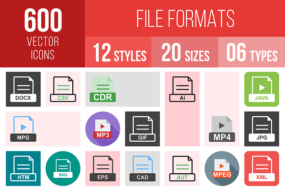 600 File Formats Icons