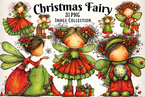 Whimsical Christmas Fairy Clipart, an Illustration by Dream Creation