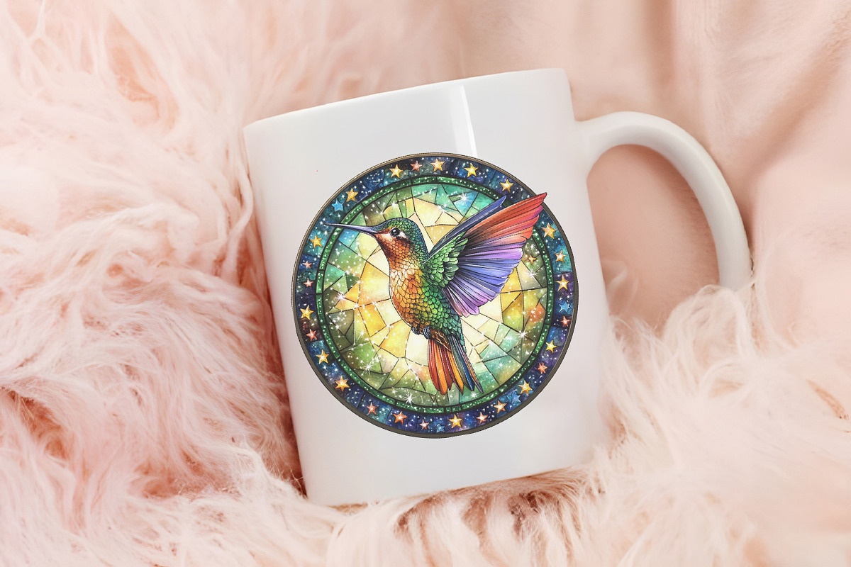 Hummingbird Round Stained Glass Png, an Illustration by RobertsArt (Photo 3 of 7)