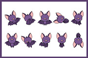 Set of Cute Kawaii Bat Illustrations, an Animal Illustration by ArtVarStudio (Thumbnail 2 of 3)