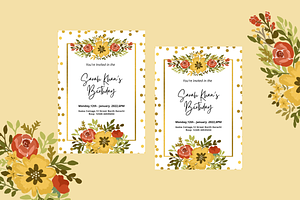 Floral Gold Frame Birthday Invite, an Invitation Template by Weddinginvitation by Fati