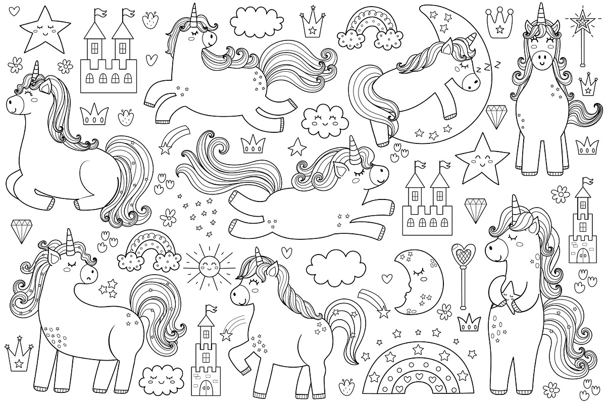 Unicorns Clipart Collection, an Animal Illustration by Gulnara Sabirova (Photo 3 of 20)