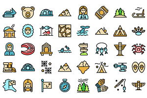 Alaska icons set vector flat, an Animal Illustration by Ylivdesign