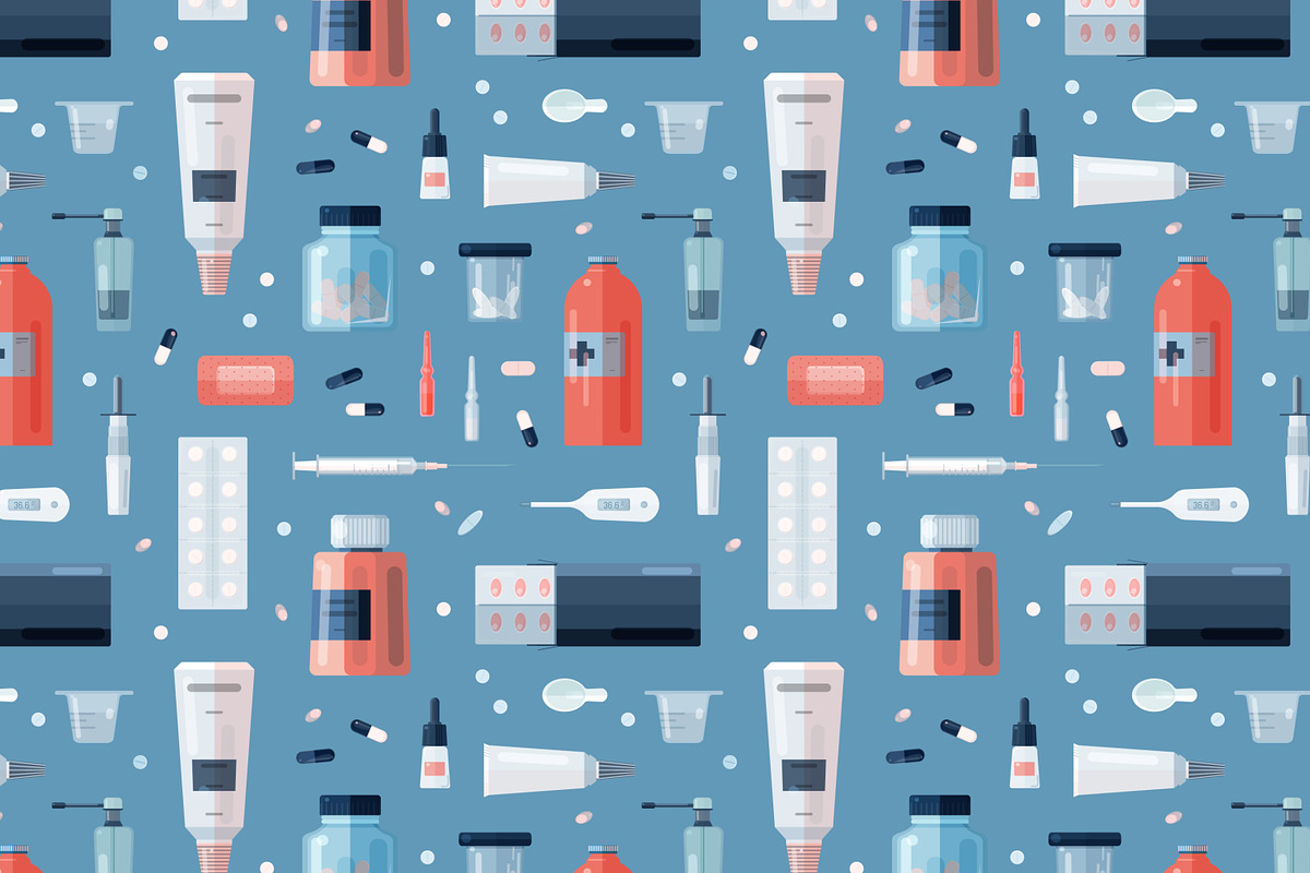 Medicine set + seamless pattern, a Healthcare Illustration by Good Studio (Photo 5 of 14)