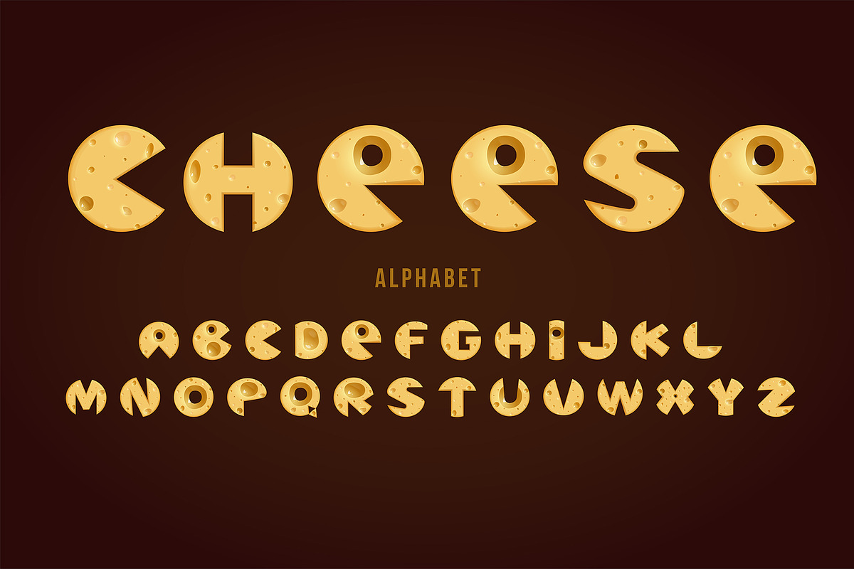 Cheese Alphabet Font Set, a Graphic by Pro_Vector (Photo 2 of 2)