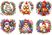 Crazy Chicken Sublimation Clipart, an Illustration by DreamArtGraphic (Thumbnail 2 of 4)
