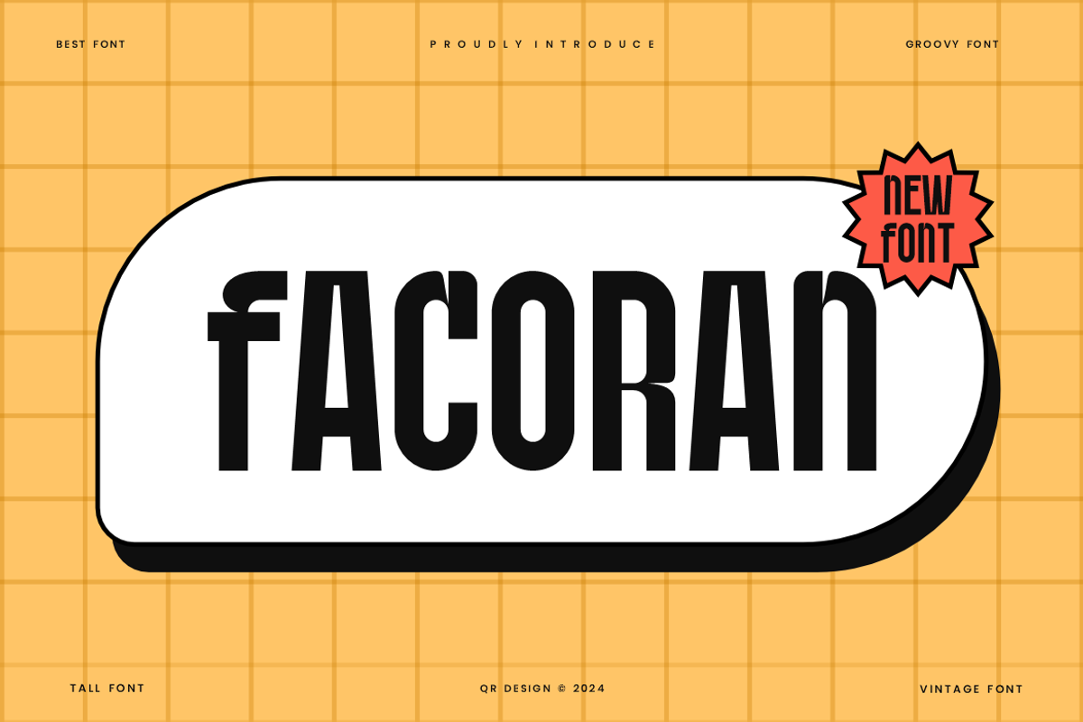 Facoran - Funky & Vintage Lebel Font, a Sans Serif Font by QR Design Studio (Photo 1 of 6)