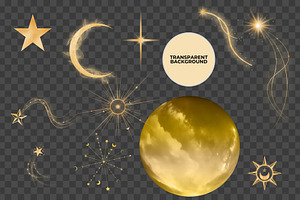 Gold Celestial Elements PNG