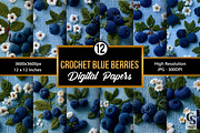 Crochet Floral Blue Berries Papers, a Pattern Graphic by Creative Store (Thumbnail 1 of 5)