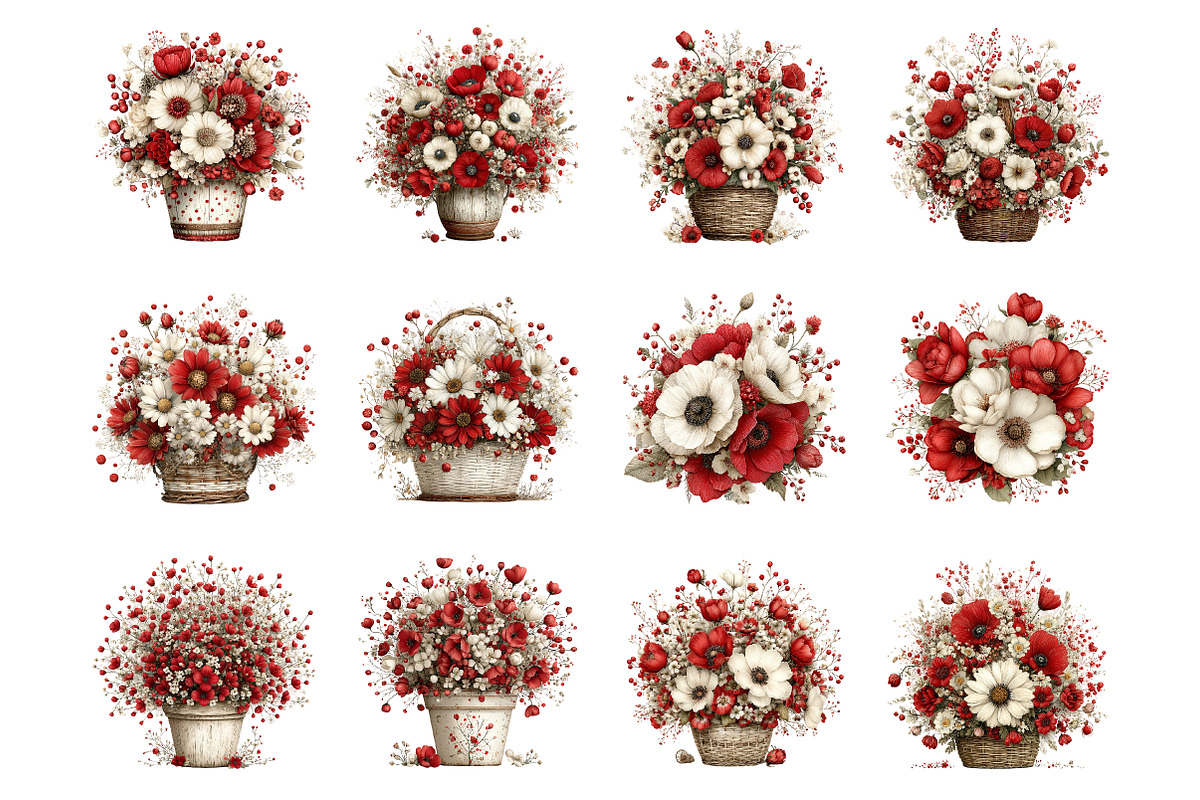 Spring flower basket clipart, an Illustration by SinaCreation (Photo 2 of 11)