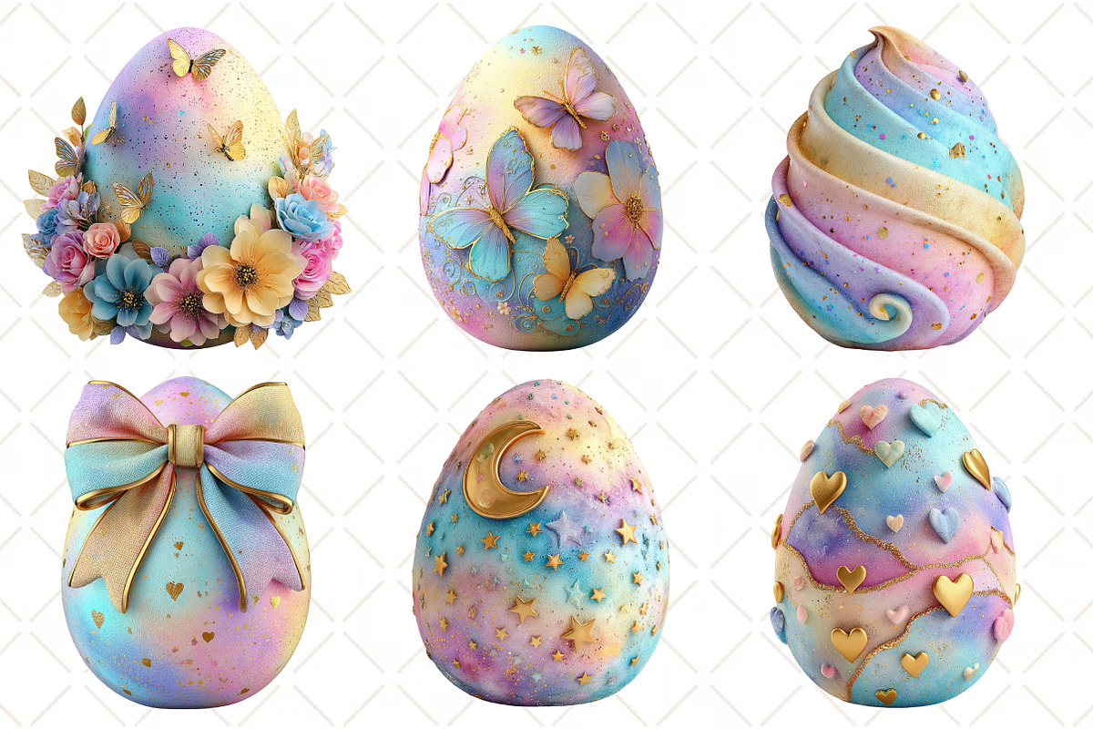 Whimsical Pastel Easter Egg Clipart, an Illustration by Black Bird Studio (Photo 4 of 6)