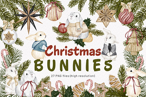 Christmas Bunny Clipart Toy Cookies