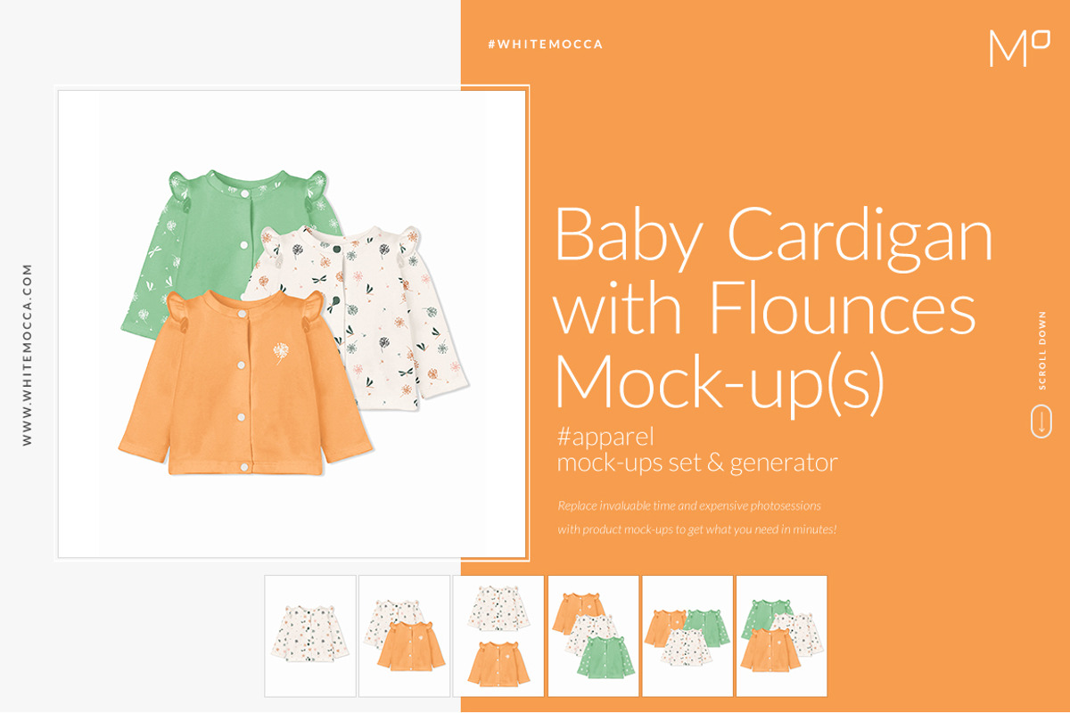 Baby Cardigan with Flounces Mock-up, a Hoody Mockup by Mocca Mockups Store (Photo 1 of 18)