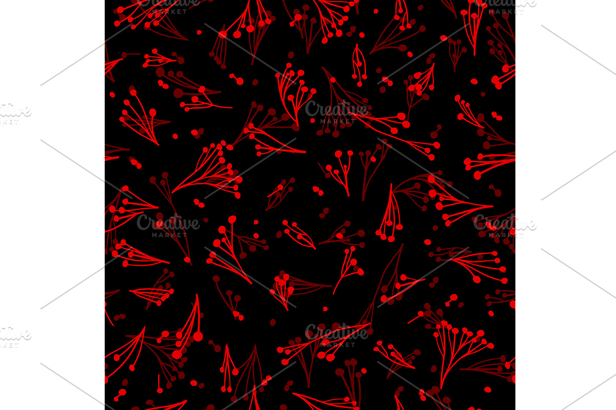 Branches with red berries seamless, a Texture Illustration by Nenahliadava Design