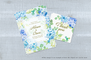 Hydrangea Watercolor Clipart Set