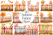 Watercolor Autumn Fence Clipart, an Illustration by DreamPrint404 (Thumbnail 1 of 5)