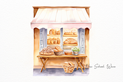 Bakery Storefront Watercolor Clipart, a Work Illustration by New-School-Wave (Thumbnail 4 of 5)