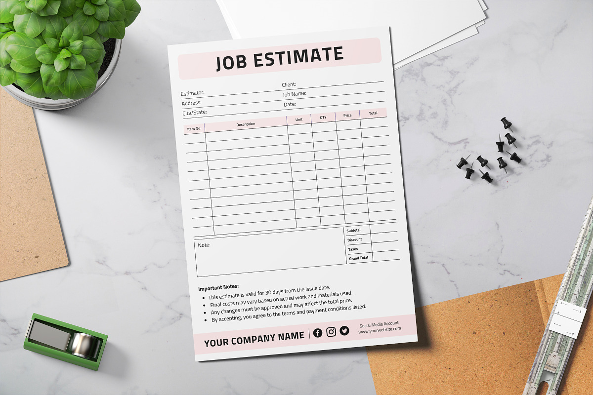 Job Estimate Template, a Print Template by Snapybiz (Photo 3 of 9)