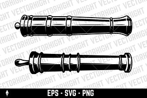 Vintage Cannon Vector Illustration.