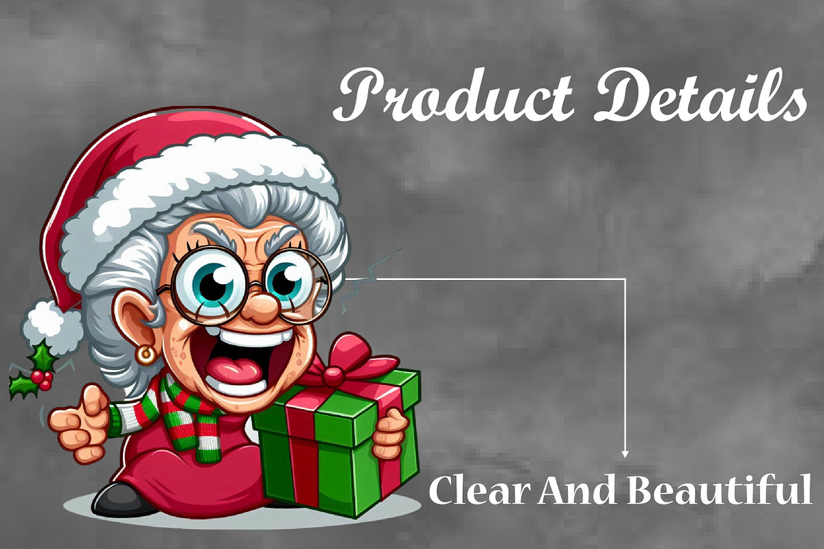 Christmas Crazy Old Women PNG, a Seasonal Illustration by Craft Nest (Photo 3 of 4)