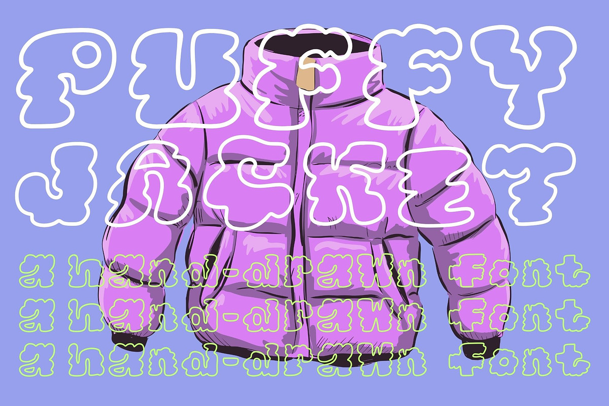 Puffy Jacket a hand-drawn puffy font, a Handwritten Font by Eryn Rose Design (Photo 1 of 18)