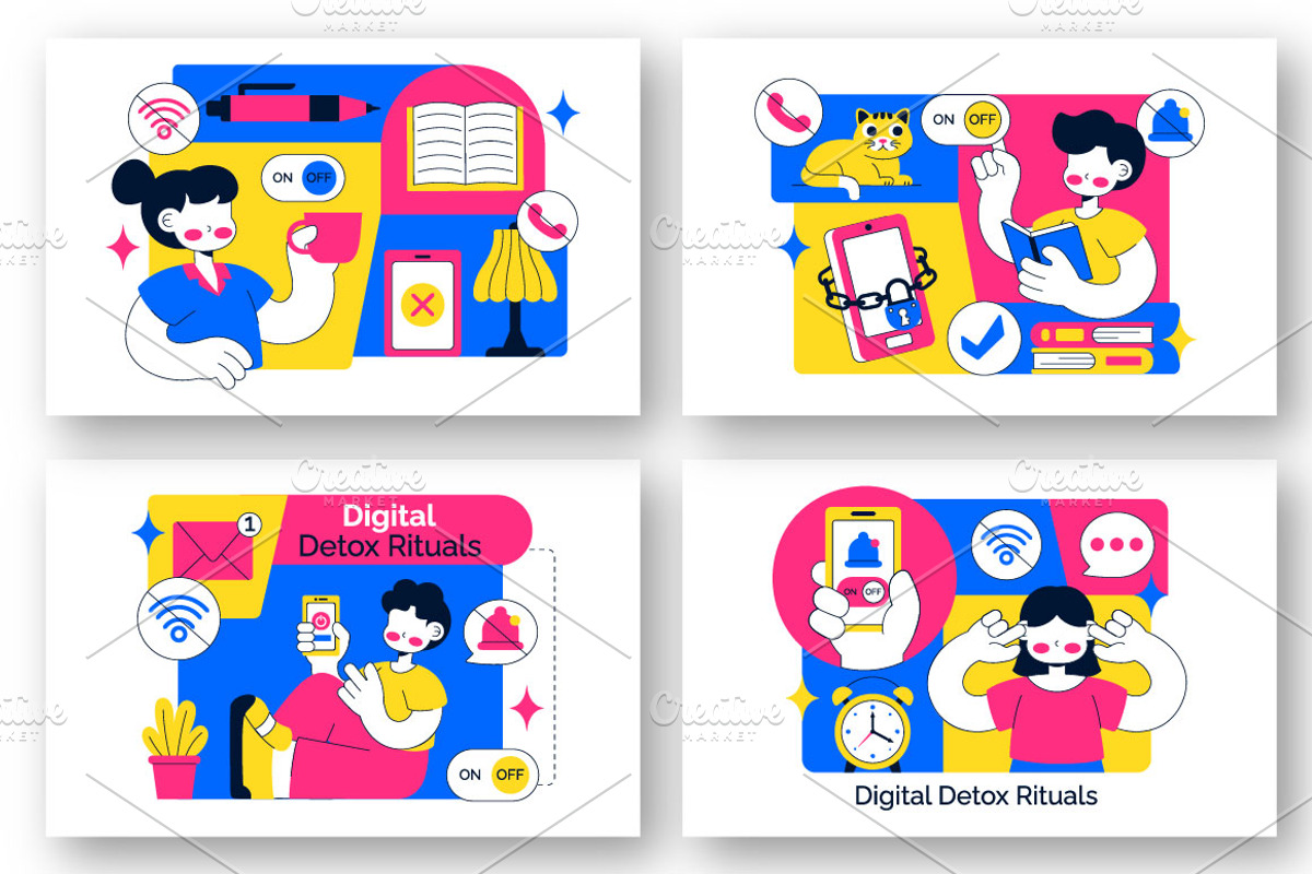 10 Digital Detox Ritual Illustration, a Person Illustration by denayunebgt (Photo 2 of 4)